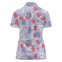 Hawaii Anthurium Tiare Pikake Lei Women Polo Shirt Poni Lauhala Art Pattern