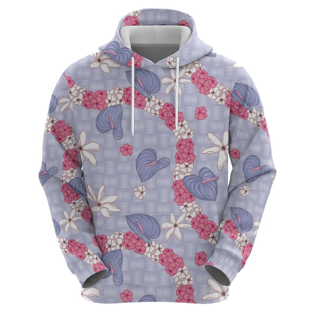 Hawaii Anthurium Tiare Pikake Lei Zip Hoodie Poni Lauhala Art Pattern