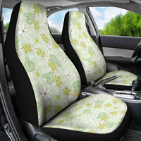 Hawaii Anthurium Tiare Pikake Lei Car Seat Cover Sage Green Lauhala Art Pattern
