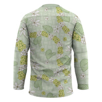 Hawaii Anthurium Tiare Pikake Lei Hockey Jersey Sage Green Lauhala Art Pattern