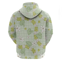 Hawaii Anthurium Tiare Pikake Lei Hoodie Sage Green Lauhala Art Pattern LT01 - Polynesian Pride