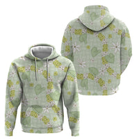 Hawaii Anthurium Tiare Pikake Lei Hoodie Sage Green Lauhala Art Pattern LT01 - Polynesian Pride