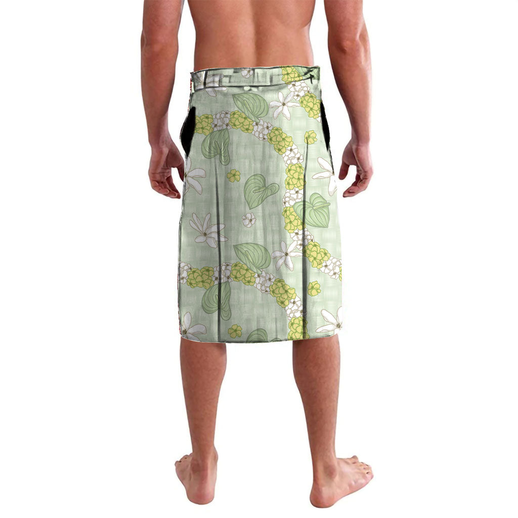 Hawaii Anthurium Tiare Pikake Lei Lavalava Sage Green Lauhala Art Pattern