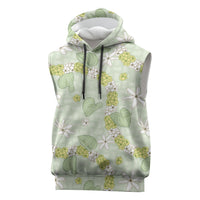 Hawaii Anthurium Tiare Pikake Lei Sleeveless Hoodie Sage Green Lauhala Art Pattern LT01 Green - Polynesian Pride