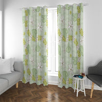 Hawaii Anthurium Tiare Pikake Lei Window Curtain Sage Green Lauhala Art Pattern