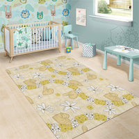 Hawaii Anthurium Tiare Pikake Lei Area Rug Melemele Lauhala Art Pattern