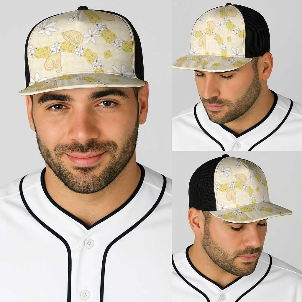 Hawaii Anthurium Tiare Pikake Lei Baseball Net Cap Melemele Lauhala Art Pattern