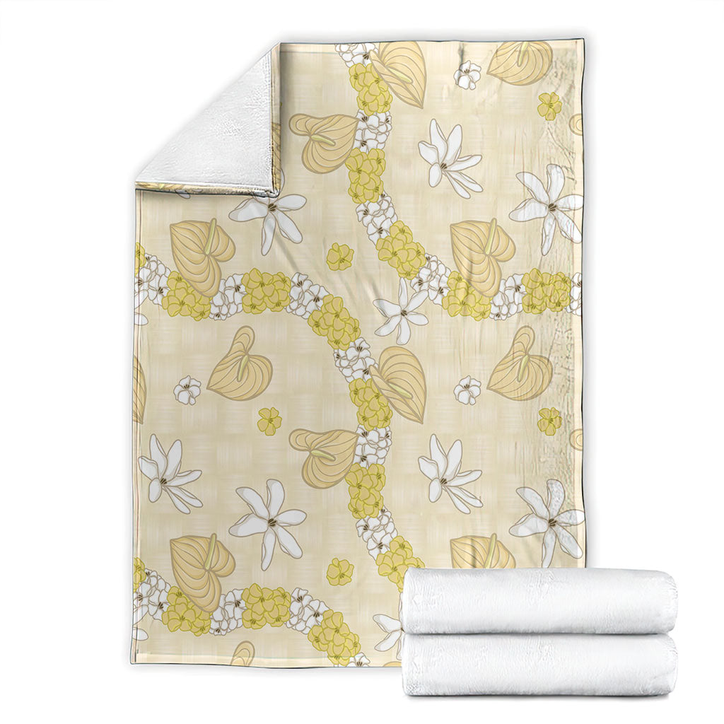 Hawaii Anthurium Tiare Pikake Lei Blanket Melemele Lauhala Art Pattern