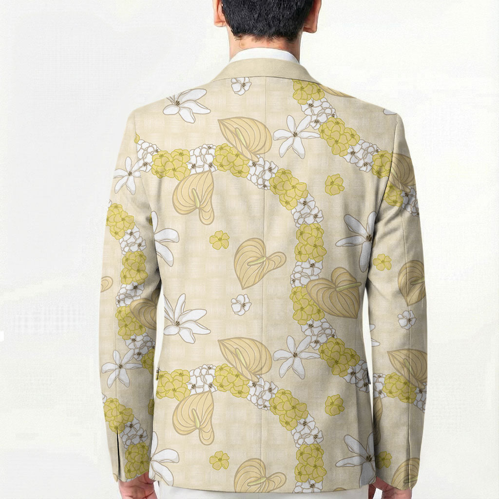 Hawaii Anthurium Tiare Pikake Lei Blazer Melemele Lauhala Art Pattern
