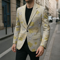 Hawaii Anthurium Tiare Pikake Lei Blazer Melemele Lauhala Art Pattern