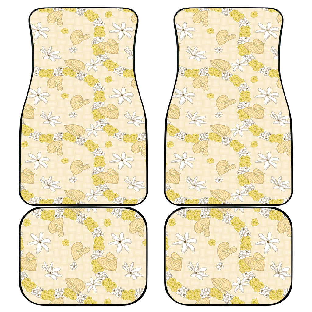 Hawaii Anthurium Tiare Pikake Lei Car Mats Melemele Lauhala Art Pattern
