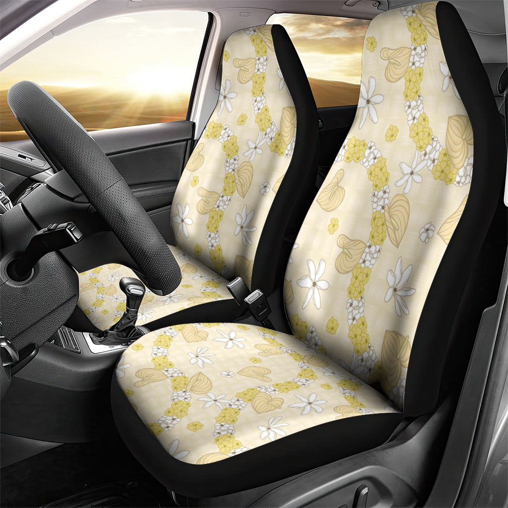 Hawaii Anthurium Tiare Pikake Lei Car Seat Cover Melemele Lauhala Art Pattern LT01 - Polynesian Pride