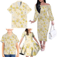 Hawaii Anthurium Tiare Pikake Lei Family Matching Off The Shoulder Long Sleeve Dress and Hawaiian Shirt Melemele Lauhala Art Pattern LT01 - Polynesian Pride
