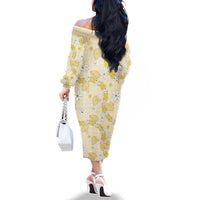 Hawaii Anthurium Tiare Pikake Lei Family Matching Off The Shoulder Long Sleeve Dress and Hawaiian Shirt Melemele Lauhala Art Pattern LT01 - Polynesian Pride