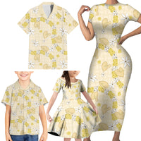 Hawaii Anthurium Tiare Pikake Lei Family Matching Short Sleeve Bodycon Dress and Hawaiian Shirt Melemele Lauhala Art Pattern LT01 - Polynesian Pride