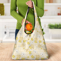 Hawaii Anthurium Tiare Pikake Lei Grocery Bag Melemele Lauhala Art Pattern