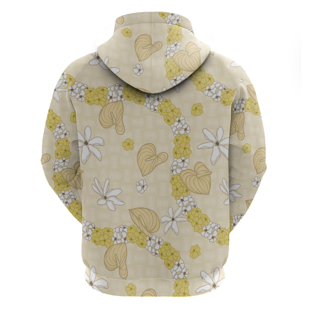 Hawaii Anthurium Tiare Pikake Lei Hoodie Melemele Lauhala Art Pattern
