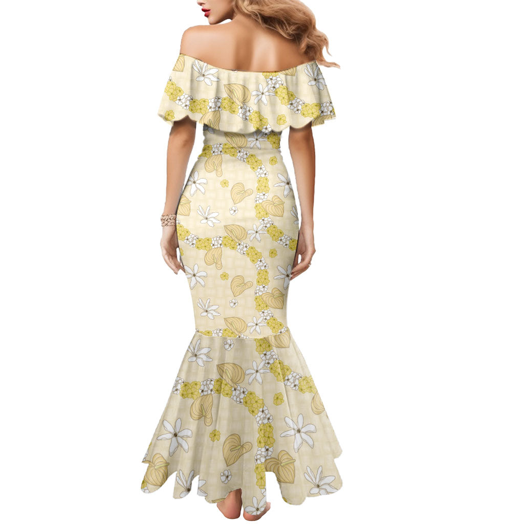 Hawaii Anthurium Tiare Pikake Lei Mermaid Dress Melemele Lauhala Art Pattern