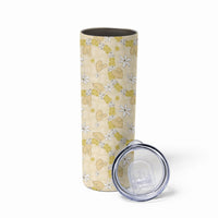 Hawaii Anthurium Tiare Pikake Lei Skinny Tumbler Melemele Lauhala Art Pattern
