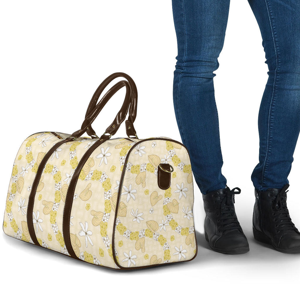 Hawaii Anthurium Tiare Pikake Lei Travel Bag Melemele Lauhala Art Pattern