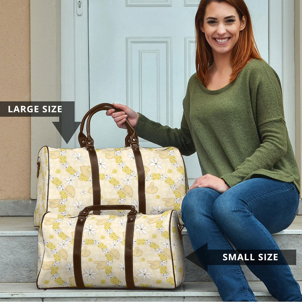 Hawaii Anthurium Tiare Pikake Lei Travel Bag Melemele Lauhala Art Pattern