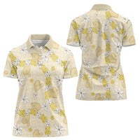 Hawaii Anthurium Tiare Pikake Lei Women Polo Shirt Melemele Lauhala Art Pattern