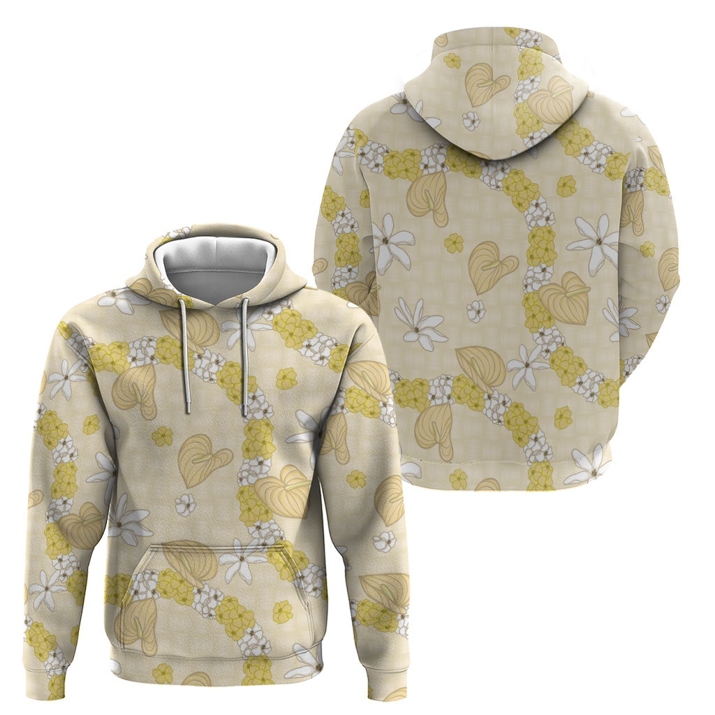 Hawaii Anthurium Tiare Pikake Lei Zip Hoodie Melemele Lauhala Art Pattern
