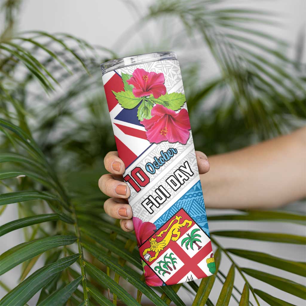 Personalised Fiji Day Skinny Tumbler Fijian Hibiscus Special Version LT01 - Polynesian Pride