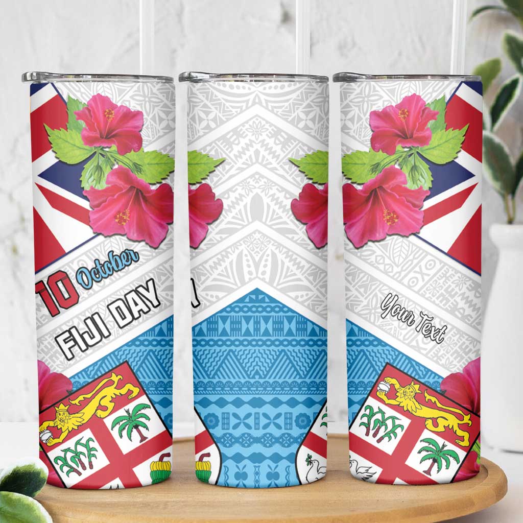 Personalised Fiji Day Skinny Tumbler Fijian Hibiscus Special Version LT01 - Polynesian Pride
