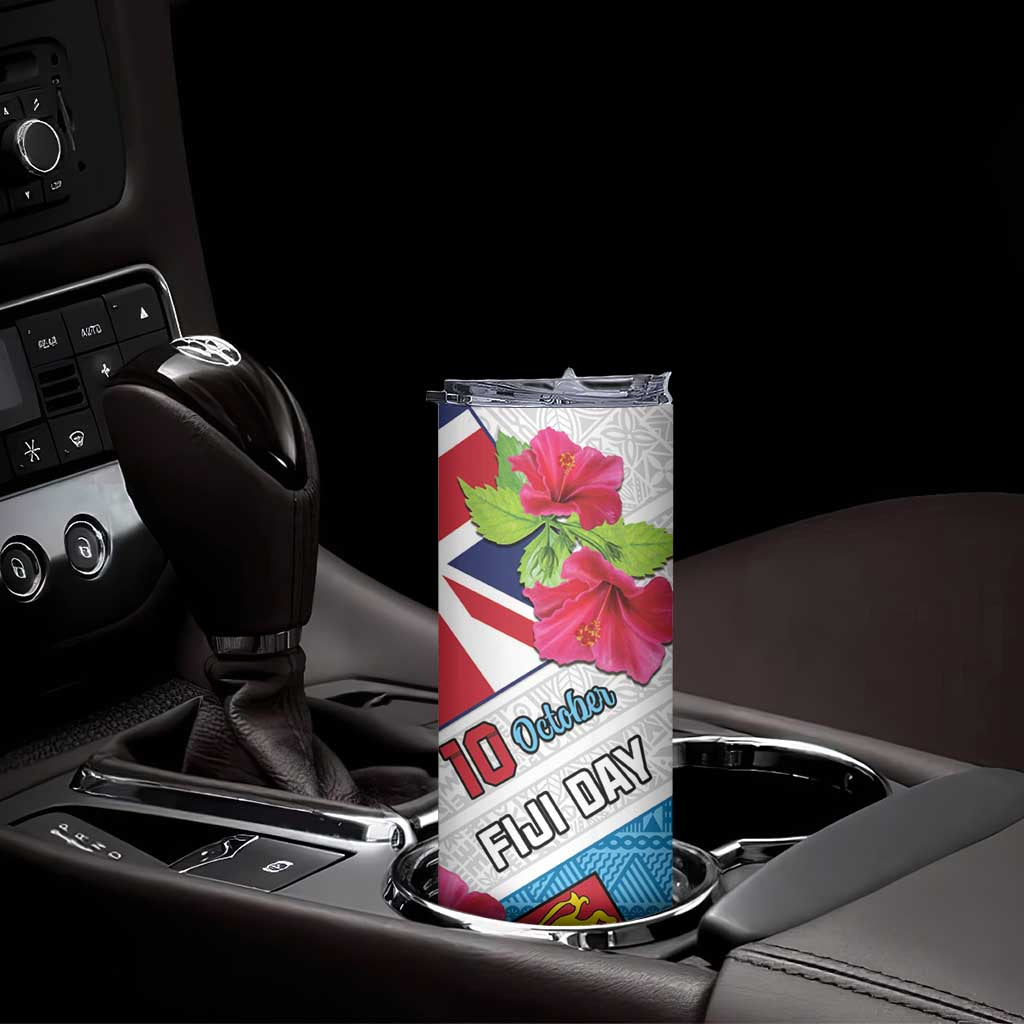 Personalised Fiji Day Skinny Tumbler Fijian Hibiscus Special Version LT01 - Polynesian Pride