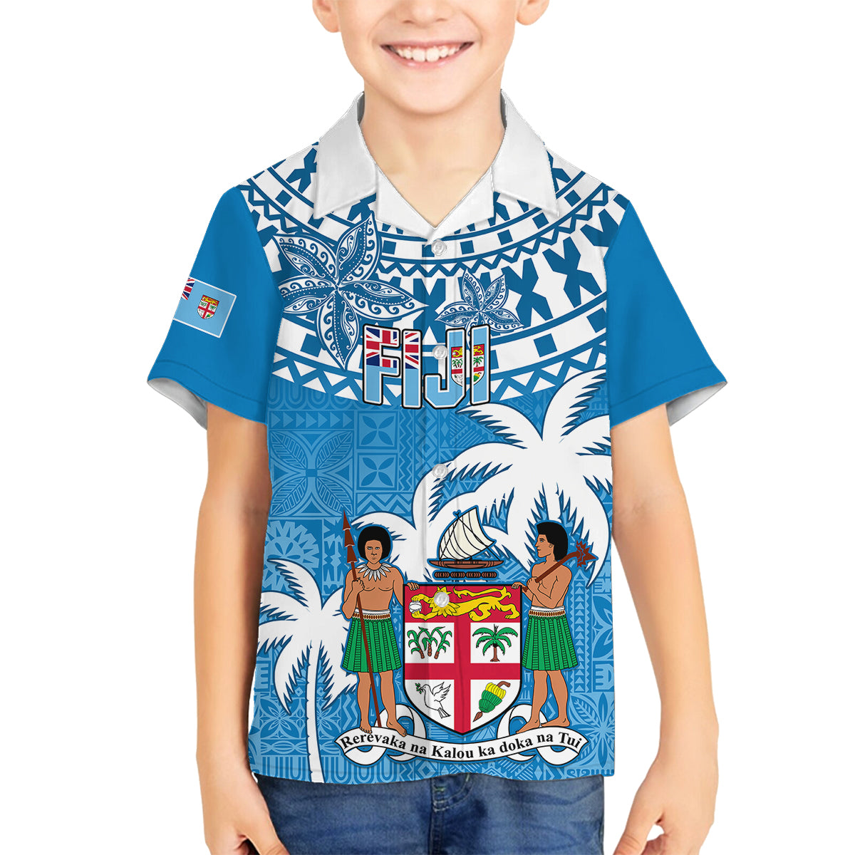 Fiji Kid Hawaiian Shirt Bula Fijian Tapa Pattern LT01 - Polynesian Pride