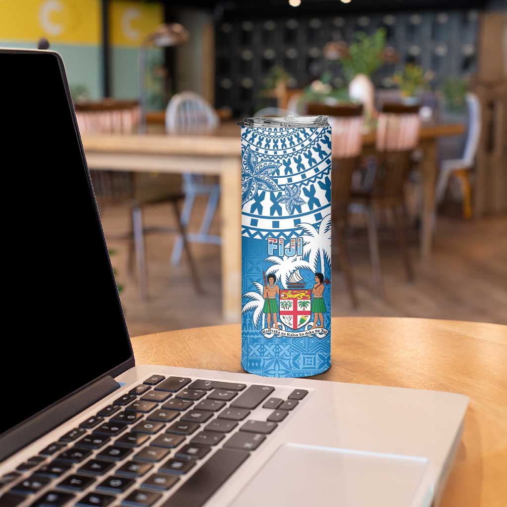 Personalised Fiji Skinny Tumbler Bula Fijian Tapa Pattern