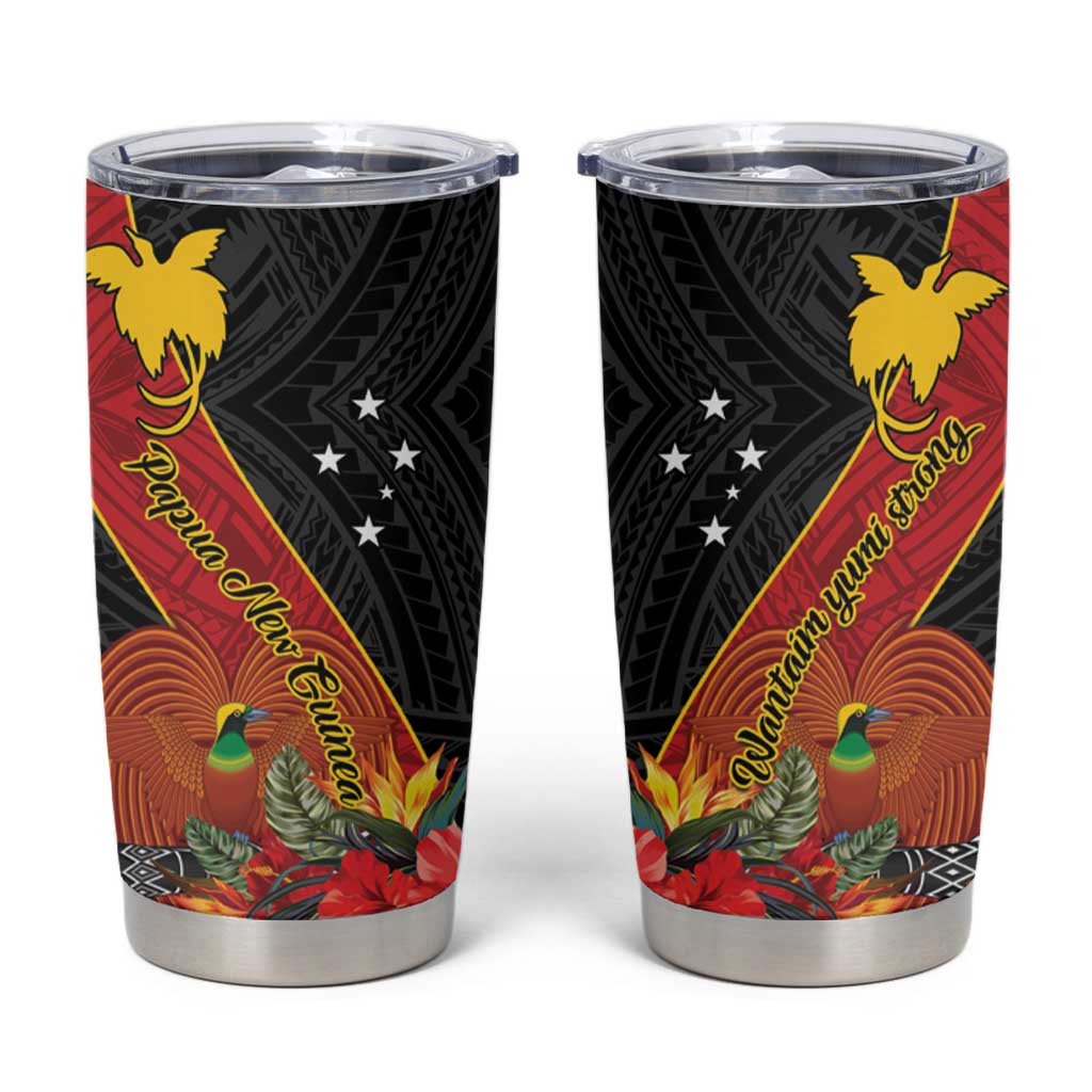 Papua New Guinea Tumbler Cup Bird Of Paradise With Tropical Flower LT01 Black - Polynesian Pride