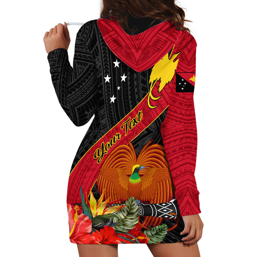 Personalised Papua New Guinea Hoodie Dress Bird Of Paradise With Tropical Flower LT01 - Polynesian Pride