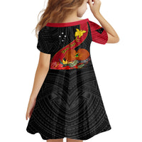 Personalised Papua New Guinea Kid Short Sleeve Dress Bird Of Paradise With Tropical Flower LT01 - Polynesian Pride