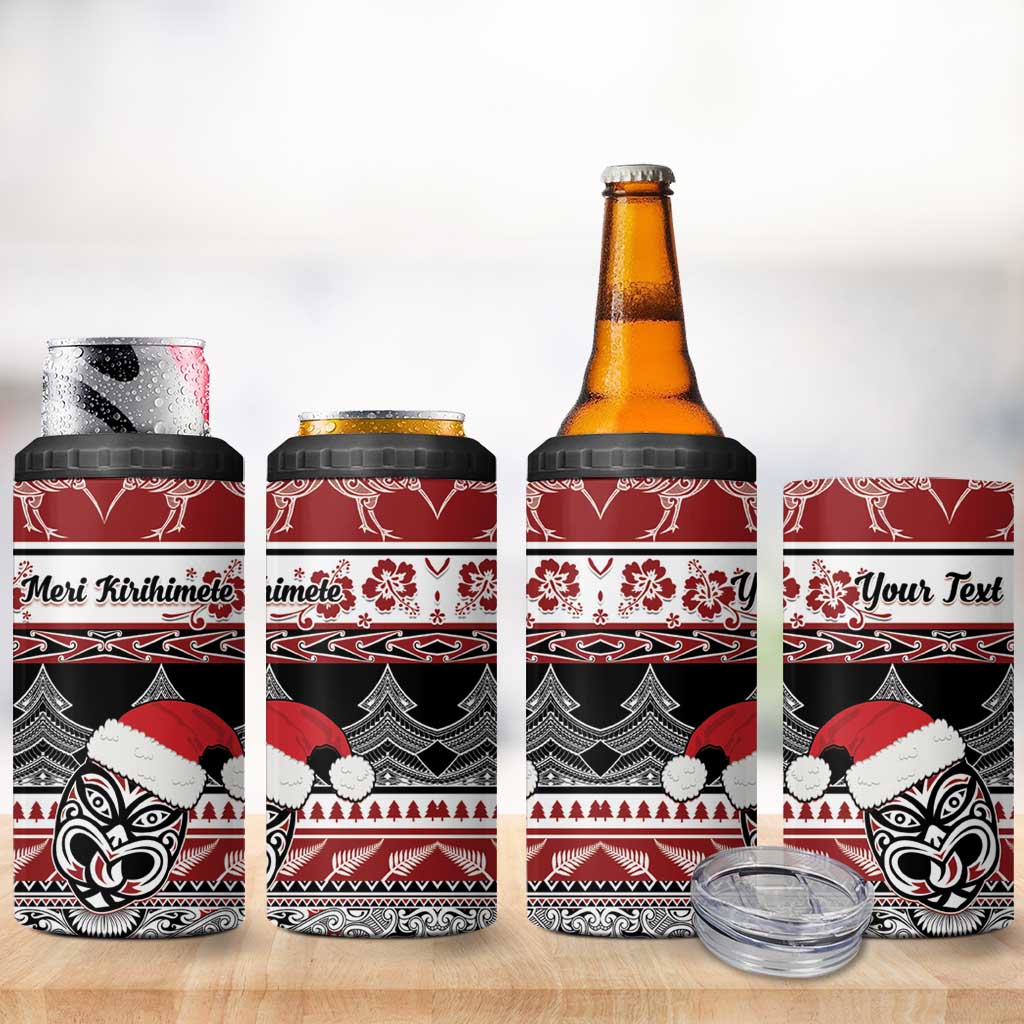 Custom New Zealand Christmas 4 in 1 Can Cooler Tumbler Maori Meri Kirihimete Moko LT01 - Polynesian Pride