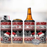 Custom New Zealand Christmas 4 in 1 Can Cooler Tumbler Maori Meri Kirihimete Moko LT01 - Polynesian Pride