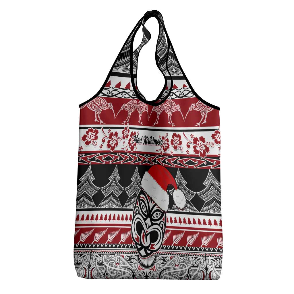 Custom New Zealand Christmas Grocery Bag Maori Meri Kirihimete Moko LT01 - Polynesian Pride