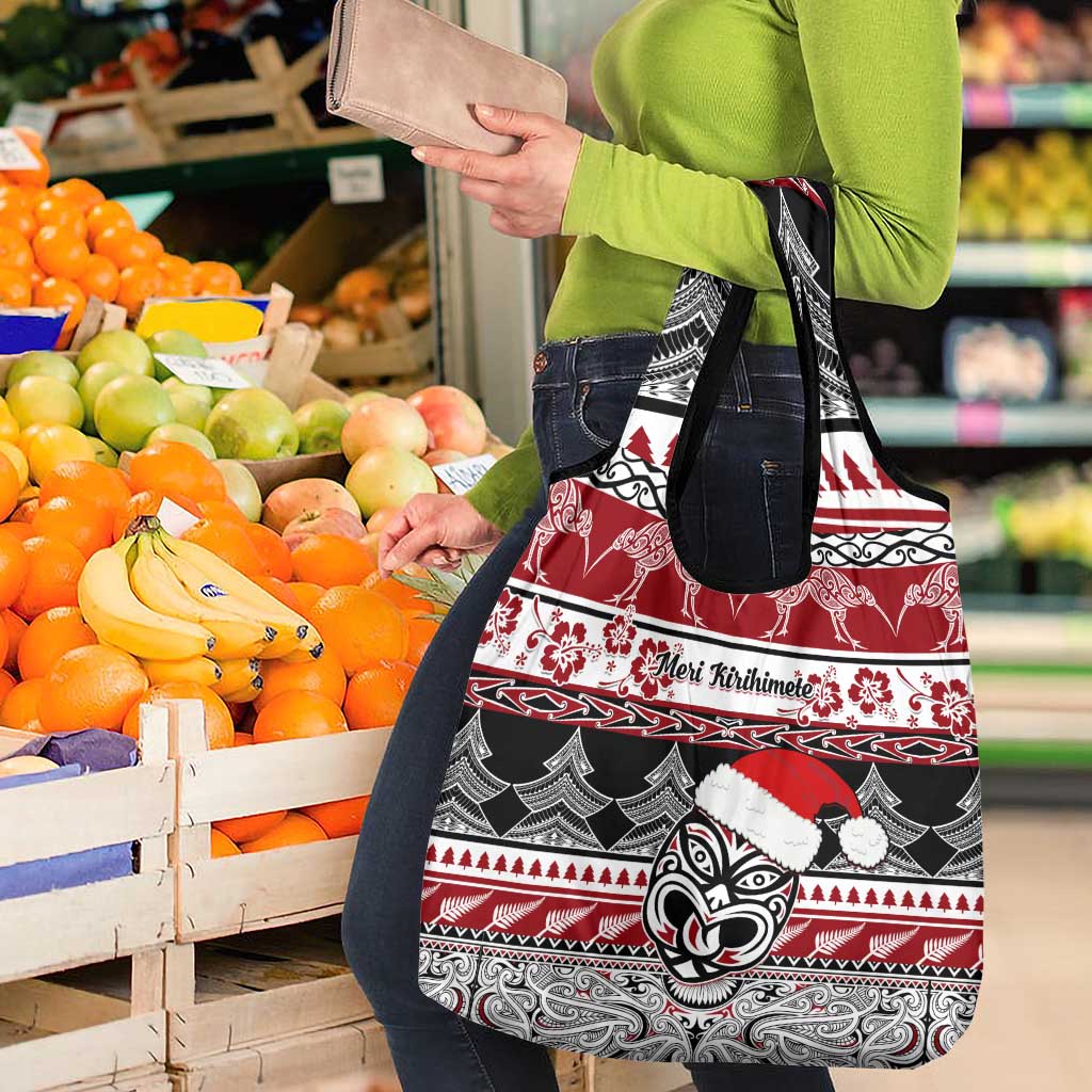 Custom New Zealand Christmas Grocery Bag Maori Meri Kirihimete Moko LT01 - Polynesian Pride