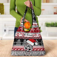 Custom New Zealand Christmas Grocery Bag Maori Meri Kirihimete Moko LT01 - Polynesian Pride
