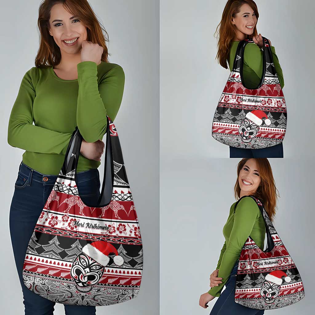 Custom New Zealand Christmas Grocery Bag Maori Meri Kirihimete Moko LT01 - Polynesian Pride