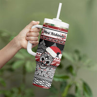 Custom New Zealand Christmas Tumbler With Handle Maori Meri Kirihimete Moko LT01 - Polynesian Pride