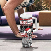 Custom New Zealand Christmas Tumbler With Handle Maori Meri Kirihimete Moko LT01 - Polynesian Pride