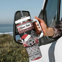 Custom New Zealand Christmas Tumbler With Handle Maori Meri Kirihimete Moko LT01 - Polynesian Pride