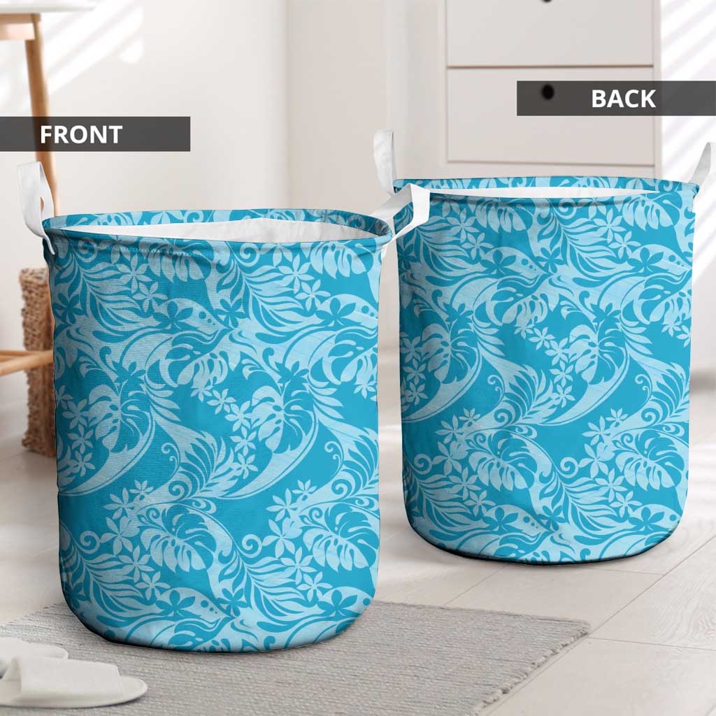 Tahiti Ninamu Tiare Floral Laundry Basket Monstera Palm Tropical Leaves LT01 - Polynesian Pride