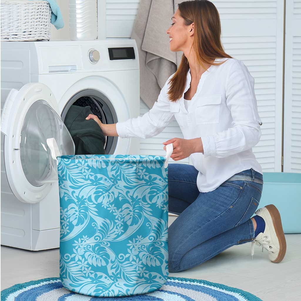 Tahiti Ninamu Tiare Floral Laundry Basket Monstera Palm Tropical Leaves LT01 - Polynesian Pride