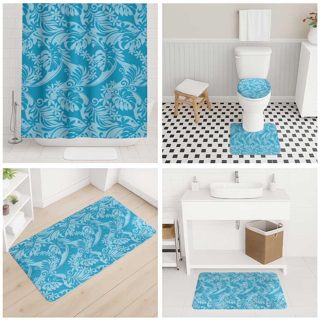 Tahiti Ninamu Tiare Floral Bathroom Set Monstera Palm Tropical Leaves LT01 - Polynesian Pride