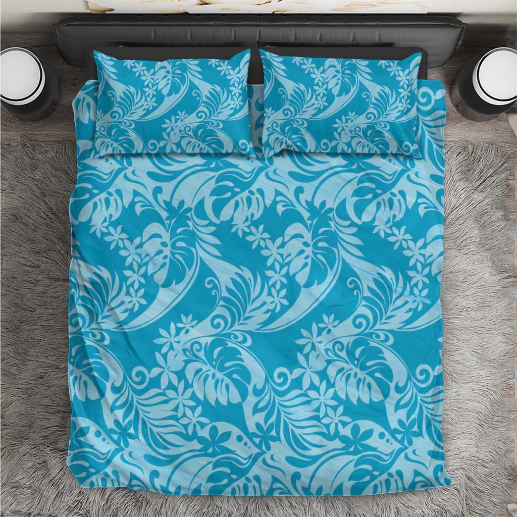Tahiti Ninamu Tiare Floral Bedding Set Monstera Palm Tropical Leaves - Polynesian Pride