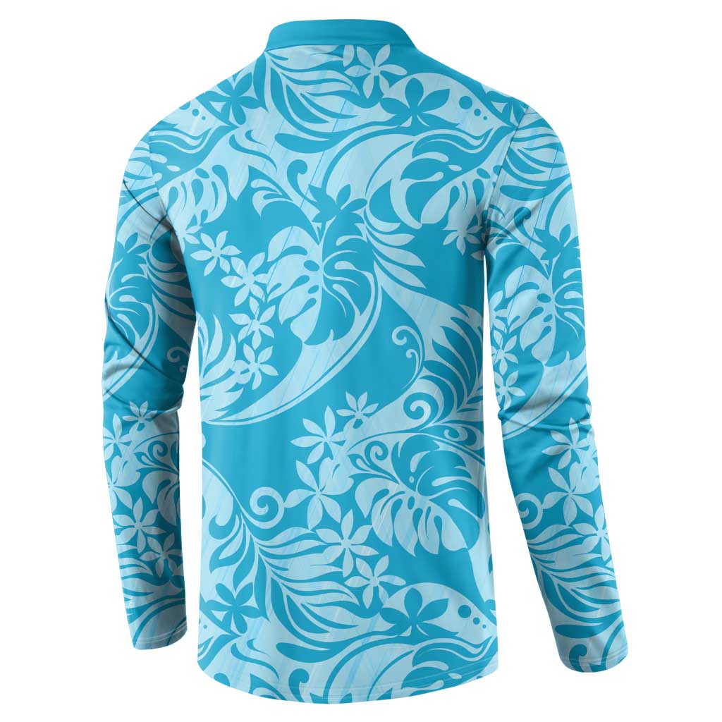 Tahiti Ninamu Tiare Floral Button Sweatshirt Monstera Palm Tropical Leaves - Polynesian Pride