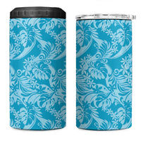 Tahiti Ninamu Tiare Floral 4 in 1 Can Cooler Tumbler Monstera Palm Tropical Leaves LT01 One Size: 16 oz Blue - Polynesian Pride